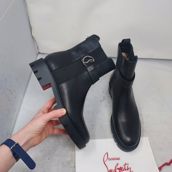 Christian Louboutin Black CL Chelsea Booty Lug Boot - Picture 1 of 13